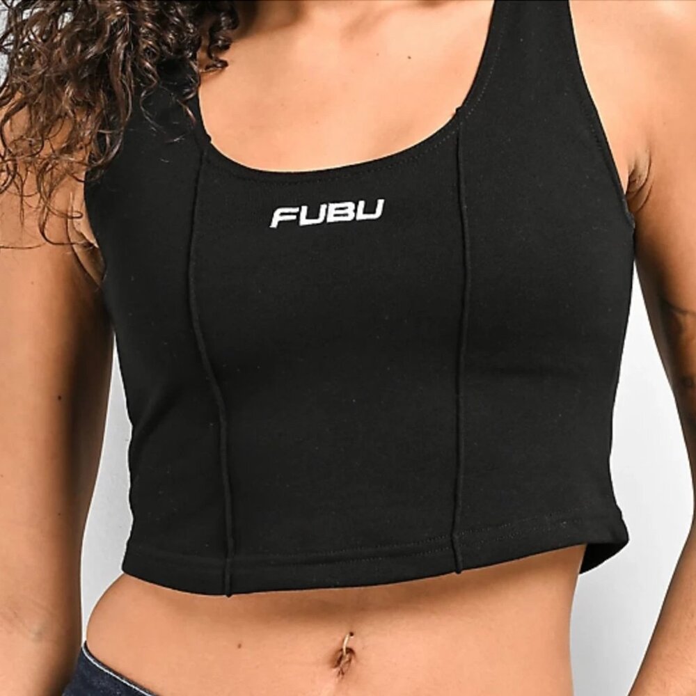 FUBU Official Black Knit Back Zip Tank Top XL NEW WITH TAGS